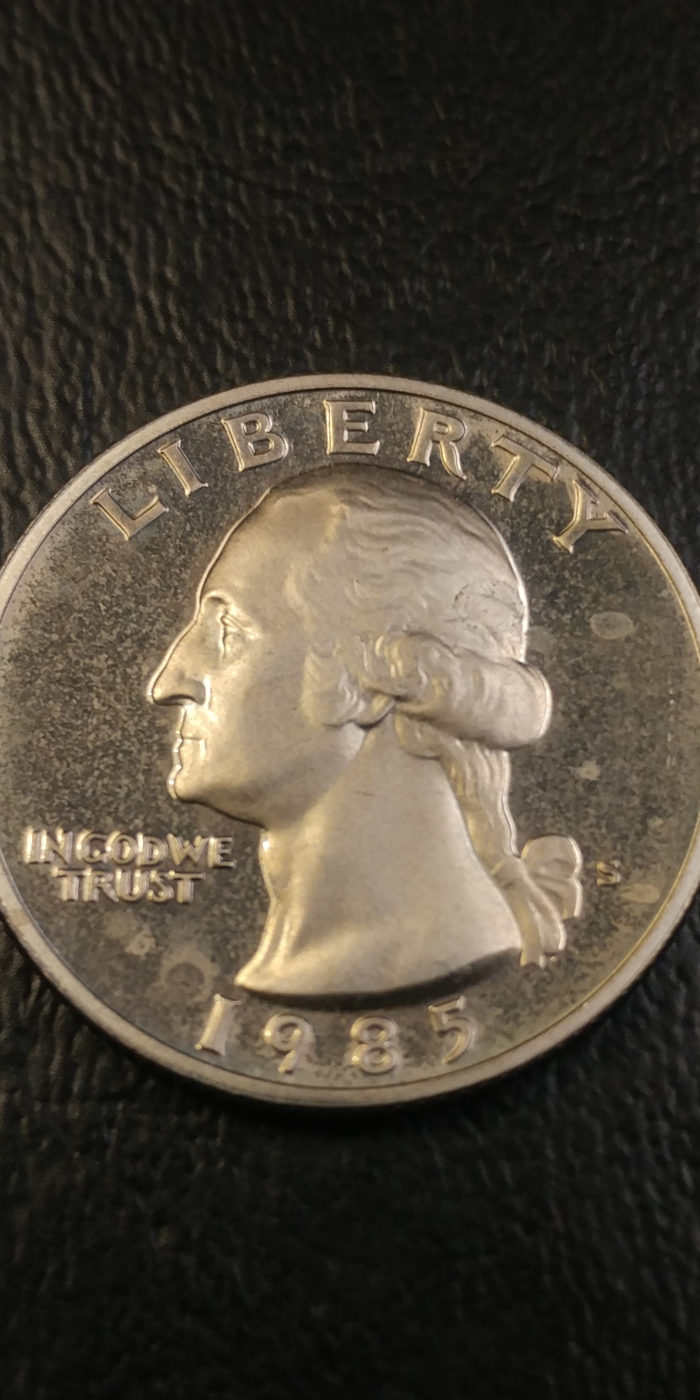 Coin Photography Set Up Results: 1985-S Impaired Proof Washington Quarter, Obverse